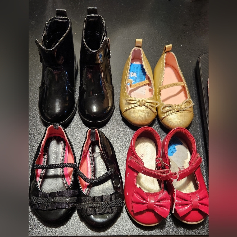 Stylish Kids Shoes Set - Black, Gold, Red
